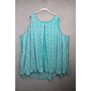 Halo Women's Sleeveless Layered Chiffon Tunic-Size 3X-Beachy-Flowy